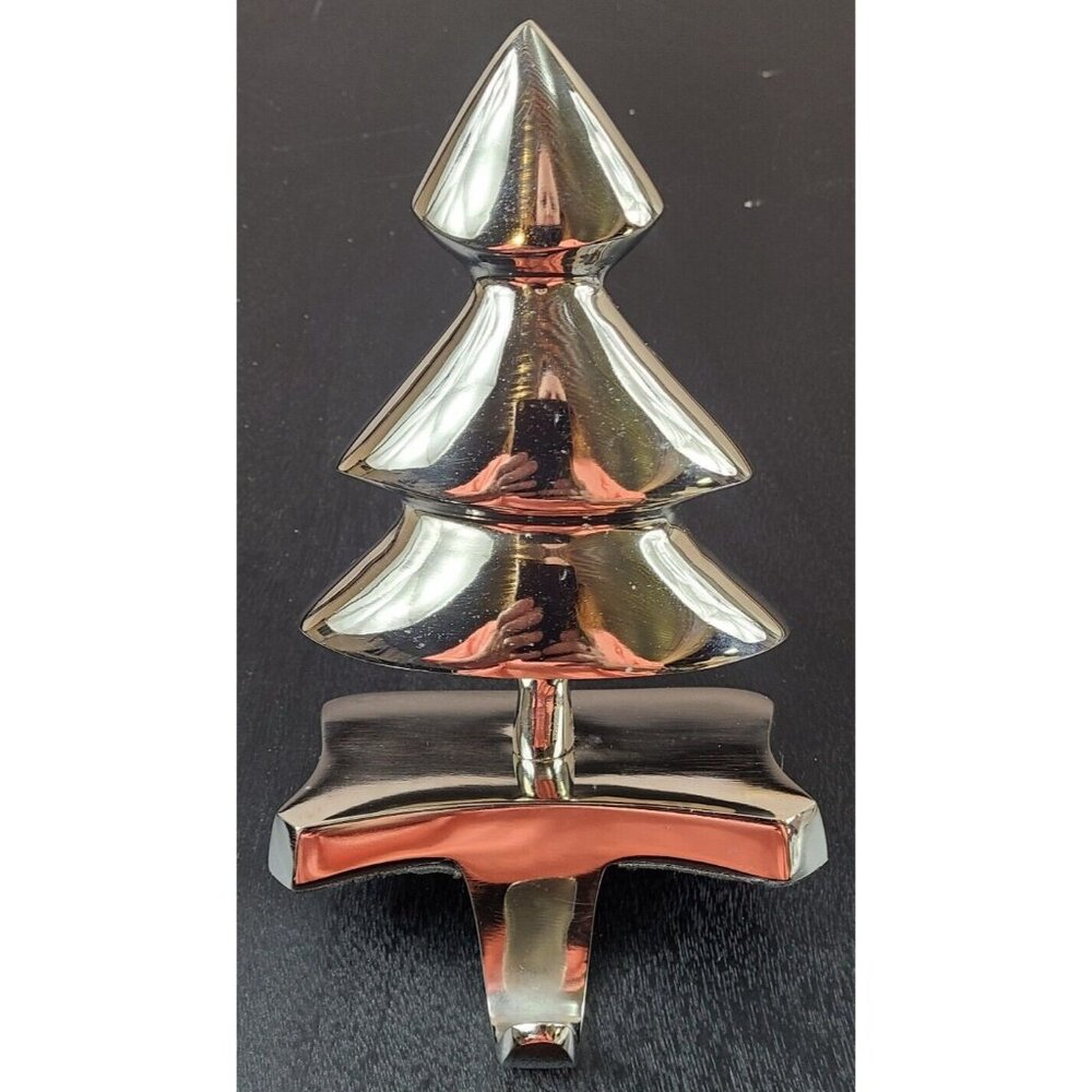 Euro Craft Silver Tone Stocking Holder Hanger 9" x 5" Christmas Tree New